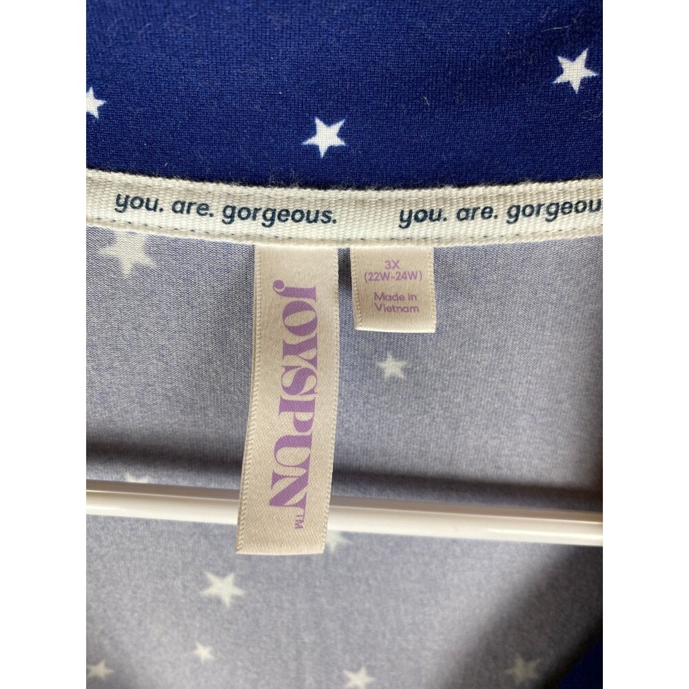 Joyspun Women's Plus Sz 3X Sleepwear Set Navy Blue Star Print Polyester - Picture 7 of 16